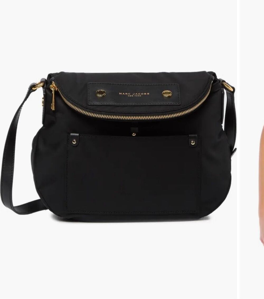 Marc Jacobs Preppy Nylon Messenger Bag Black Gold $200